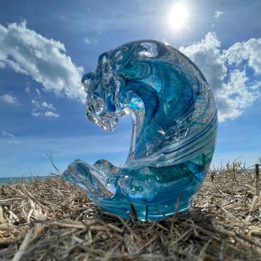 Ashes to glass wave sculpture