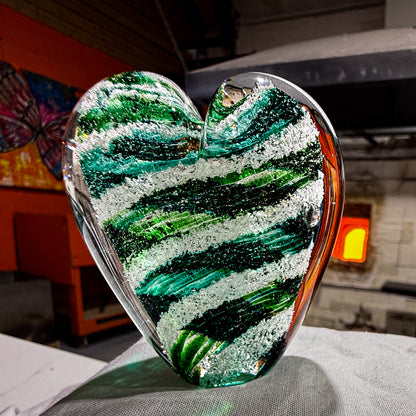 Ashes to Glass Mini Heart Ornament - Spring Greens