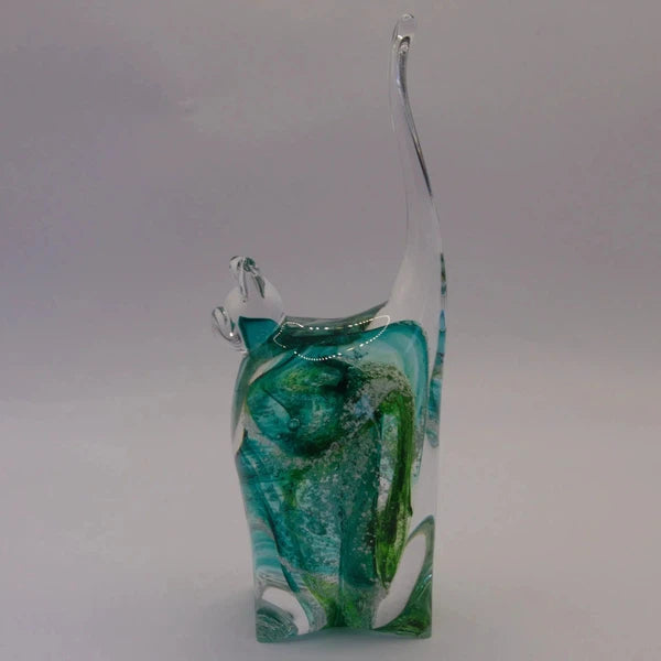 Ashes to Glass Cat-Cremation Ashes Glass-Stuart Wiltshire Glass Outlet-Spring Green with Ashes-Stuart Wiltshire Glass Ltd