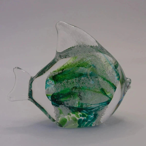 Ashes to Glass Fish-Cremation Ashes Glass-Stuart Wiltshire Glass Outlet-Spring Green with Ashes-Stuart Wiltshire Glass Ltd