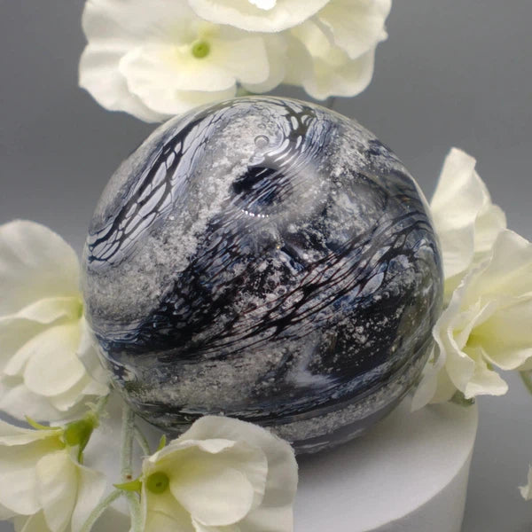 Ashes to Glass Round Paperweight-Cremation Ashes Glass-Stuart Wiltshire Glass Outlet-Marbled & Ashes-Stuart Wiltshire Glass Ltd