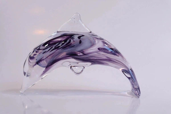 Glass dolphin sculpture