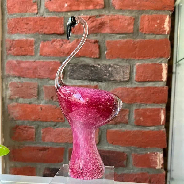 Large glass flamingo sculpture