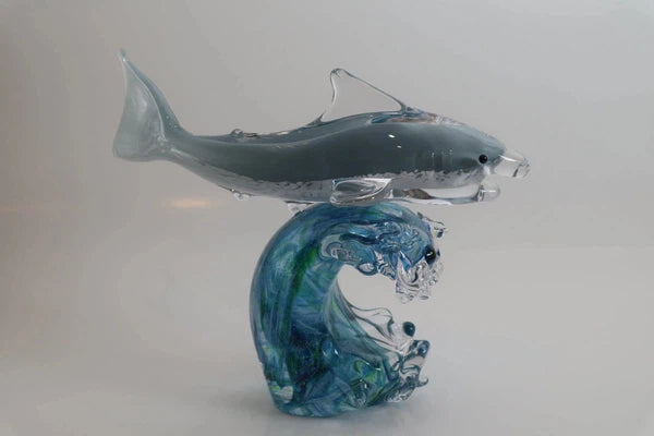 Shark, Surfing a wave-Stuart Wiltshire Glass Outlet-Stuart Wiltshire Glass Ltd