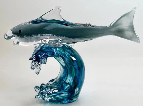 Shark, Surfing a wave-Stuart Wiltshire Glass Outlet-Stuart Wiltshire Glass Ltd