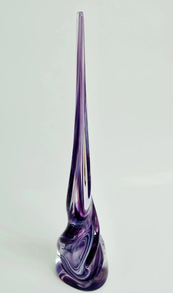 Vortex Sculptures-Sculptures-Stuart Wiltshire Glass Outlet-Amethyst & White-Stuart Wiltshire Glass Ltd