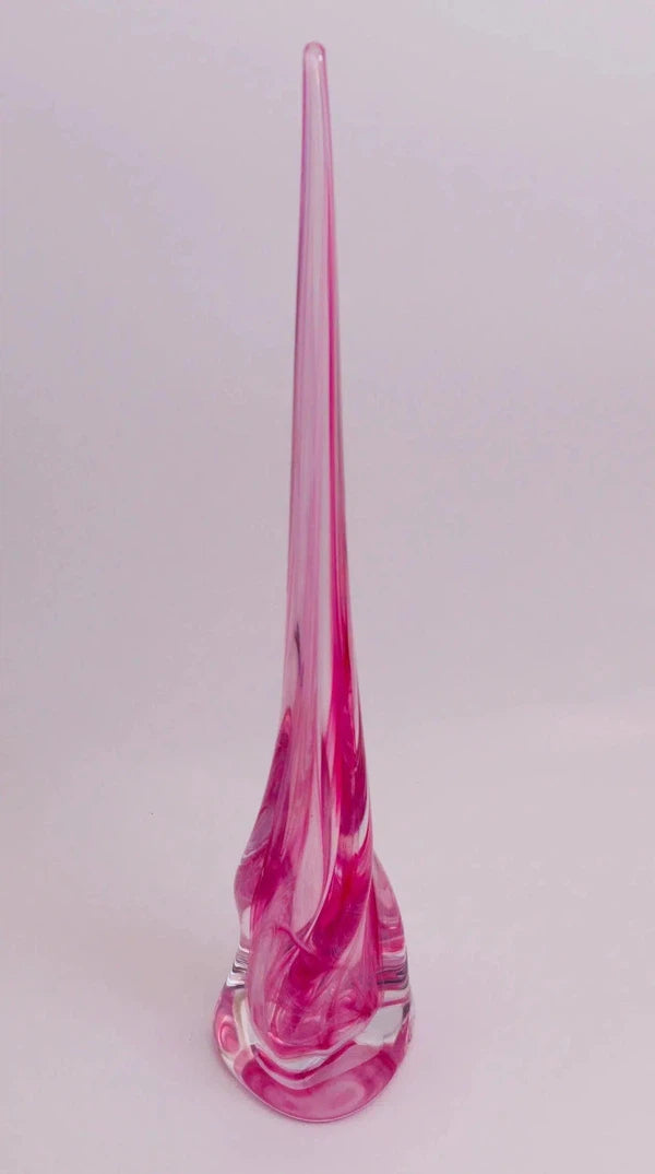 Vortex Sculptures-Sculptures-Stuart Wiltshire Glass Outlet-Pink & White-Stuart Wiltshire Glass Ltd